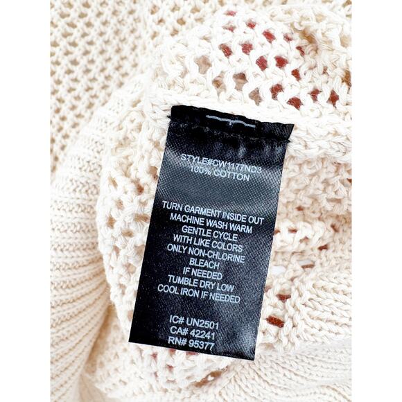 SANCTUARY Sweater Size XS NEW Cotton Open Knit Muslin Cream Sweater - Picture 6 of 8
